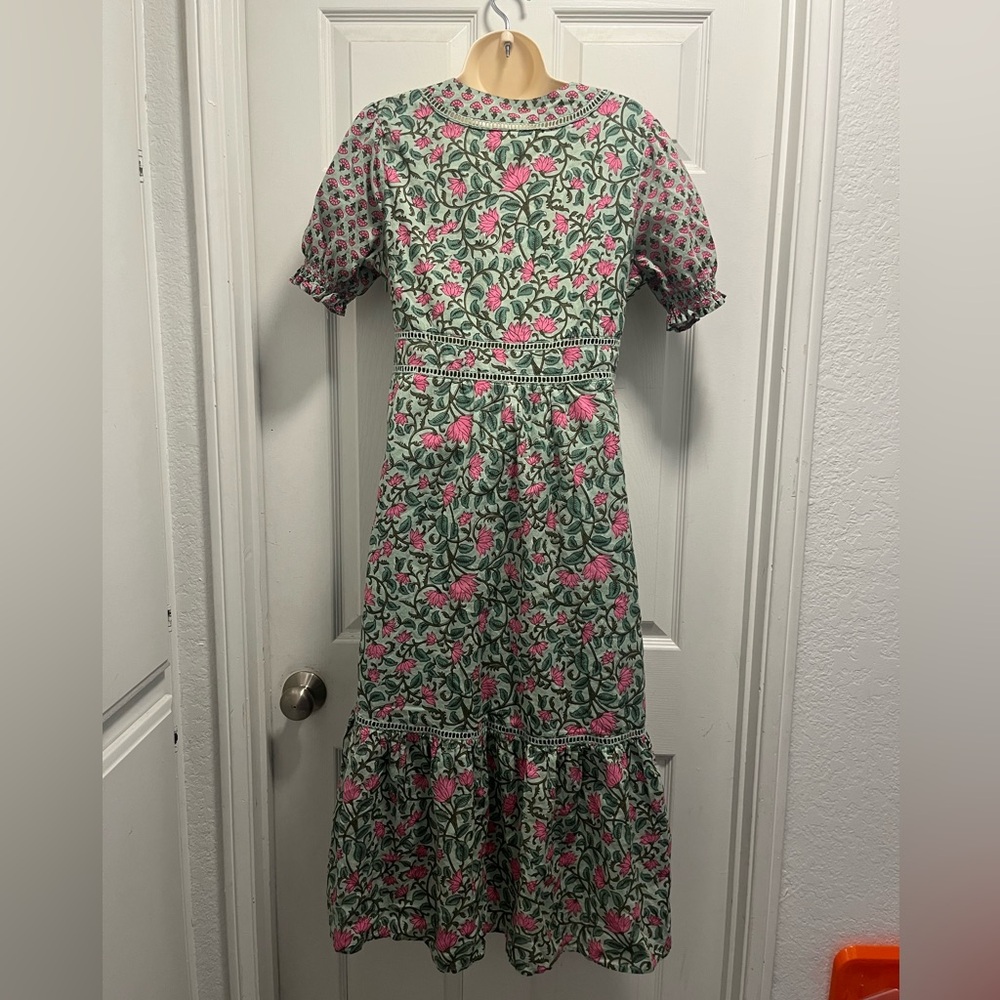 Anthropologie DRA Green Floral Cotton Midi - Size Medium - EUC - Picture 9 of 13